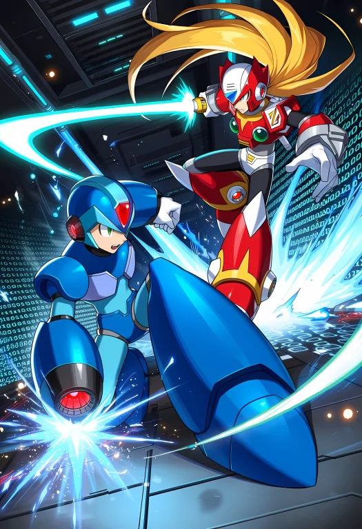X Mega Man X And Zero Mega Man X, Two Male Characters, Are D...