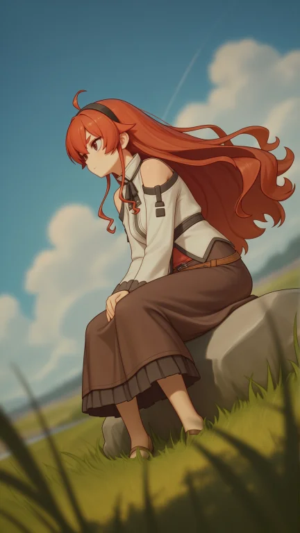 Bart0, Eris Greyrat, Red Hair, Long Hair, Ahoge, Hair Betwee...