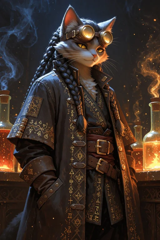 Df5tyle, An Anthropomorphic Cat Alchemist In A Long Asymmetr...