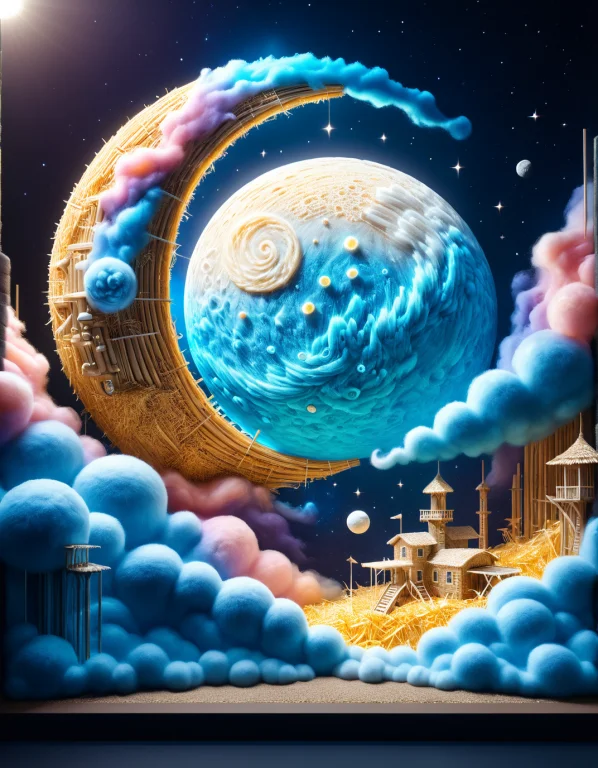 Moon Scenery Made Of Straw, Straw Space Station. Lorastrawth...