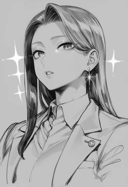 Score7, Score8, Score9, Monochrome, 1girl, Greyscale, Earrin...