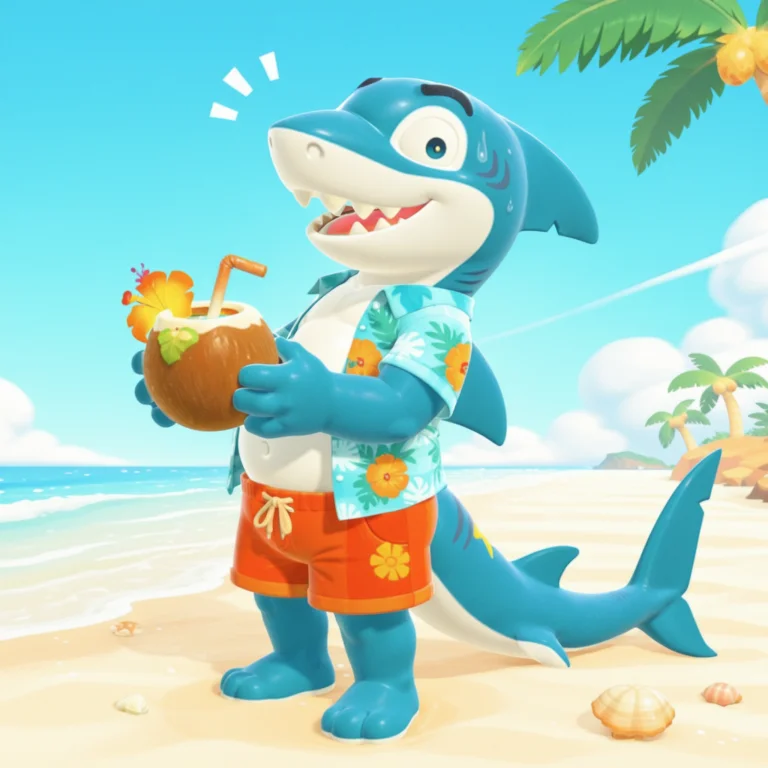 Acnhstyle, Male, Solo, Anthro, Blue Shark, White Belly, Roun...