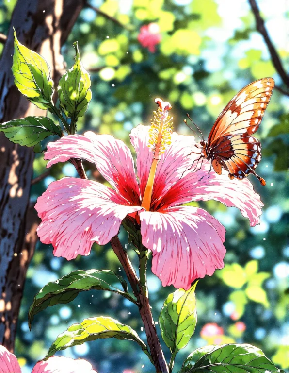 Serene, Sun-drenched Nature Macro Close Up Photograph In Ani...