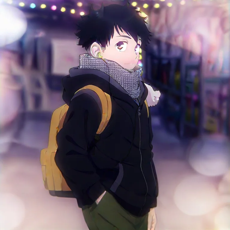 1boy, Male Focus, Bag, Solo, Backpack, Black Hair, Hood, Han...