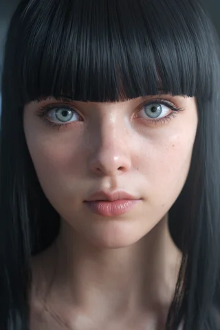 AI Portrait Prompt - Cifzy — SDXL AI Prompt: ,asdxohnxs. woman,bangs,black hair,blunt bangs,long hair,solo,white eyes,, ,asdx...