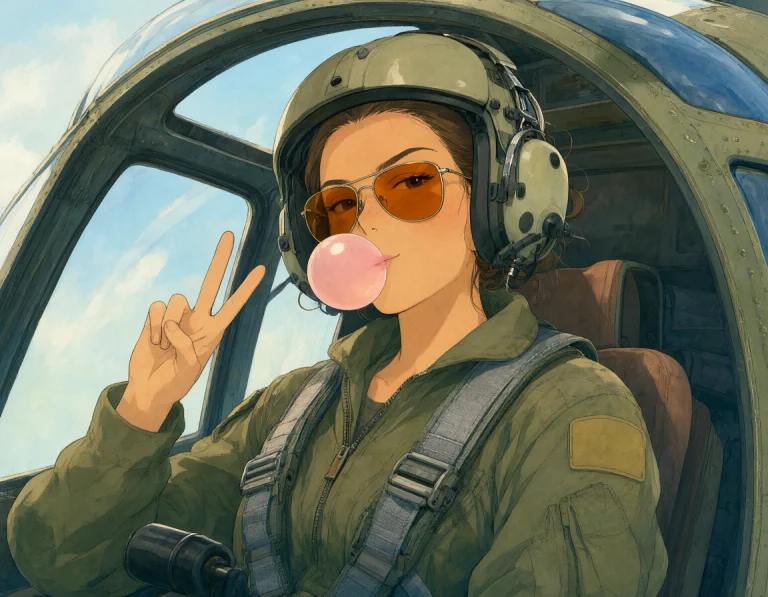 An Illustration Of A Female Military Helicopter Pilot In The...