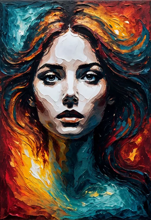 Stunning Moody Acrylic Painting Of An Emotionally Charged Fe...