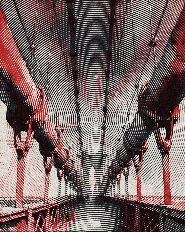 Watercolorinks An Oil Painting Of A Suspension Bridge Viewed...