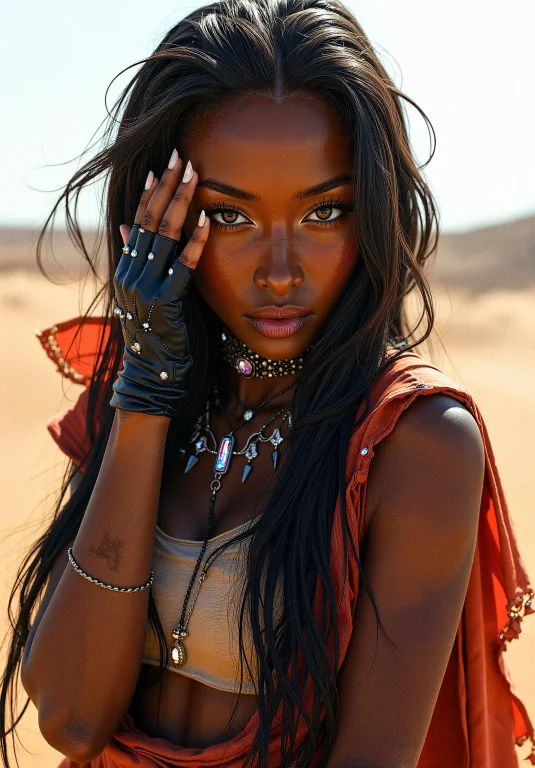 Photorealistic Depiction Of A Beautiful, Dark-skinned Female...