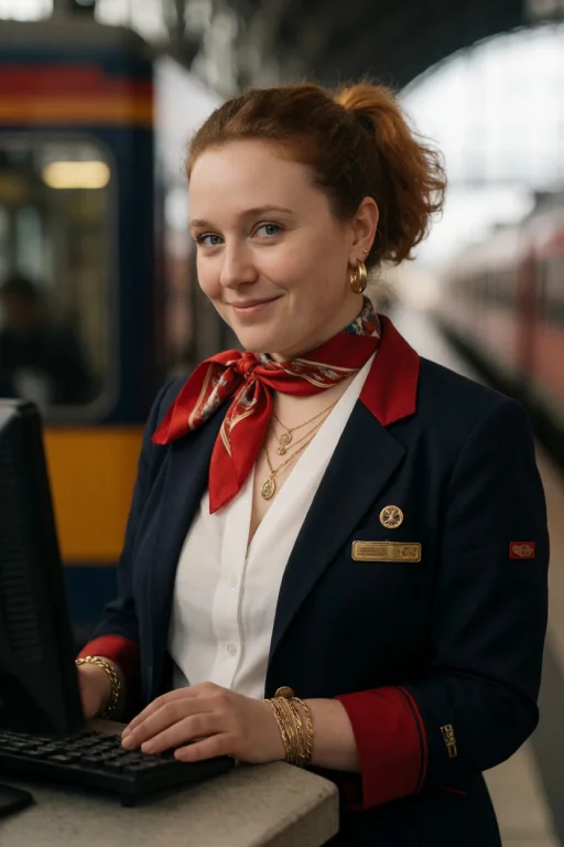 21 Year Old Irish Woman, Train Conductor Uniform In Dark Blu...