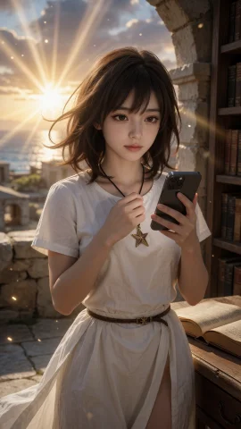 Seika, 24 167cm Dslr — Stable Diffusion AI Prompt: 星华(Seika),一位 24 岁的年轻韩国女孩，棕色中长发齐肩至颈长配齐刘海，棕瞳柔和中带...