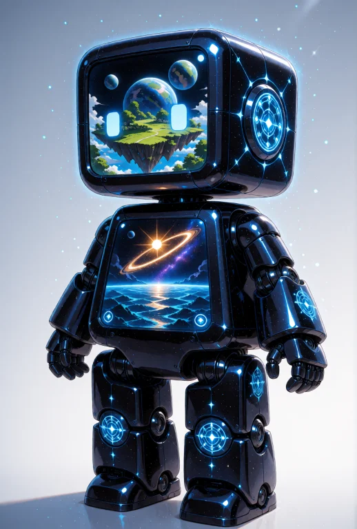 A Small Humanoid Android With A Blocky, Cubic Design. The Ro...