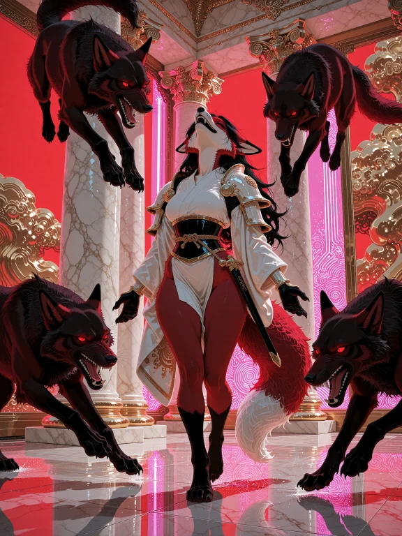 Furrzya, Anthro Red Fox-girl With Long Black Hair, Red Eyes...