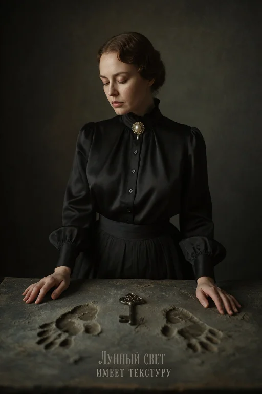 Victorian Gothic Realism, Full-body Moonlit-courtyard Portra...