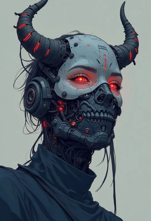 S1n0z1ck Style An Illustrated Image Of A Cybernetic Mask Wit...