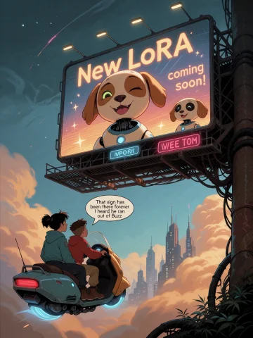 Hologram Billboard High Up In A Futuristic, Cyberpunk City -... — Stable Diffusion AI Prompt: Hologram billboard high up in a futuristic, cyberpunk city - "New LoRA coming so...