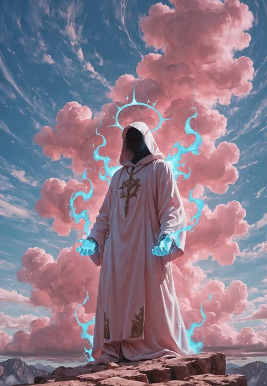 1boy, Faceless, Glowing Blue Energy, Ethereal Entity, Divine...