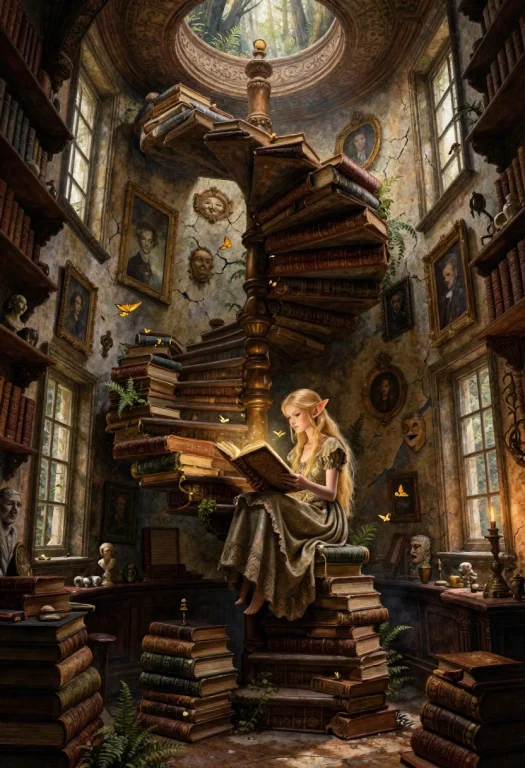 Dark Whimsical Fantasy Illustration Inside An Impossibly Nar...