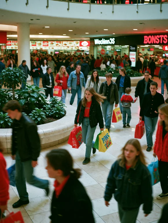 Grin35, Crowded American Shopping Mall On A Saturday Afterno...