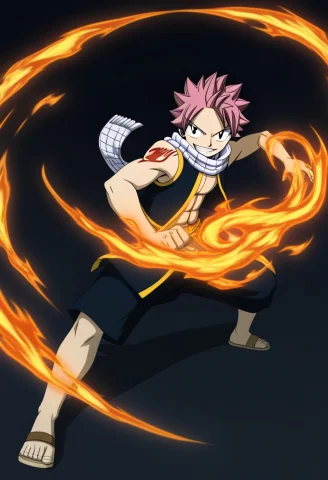 Stable Diffusion Fire Mage — Stable Diffusion AI Prompt: (1boy, natsu_dragneel, pink hair, black eyes, spiked hair. Clothing: white scarf...