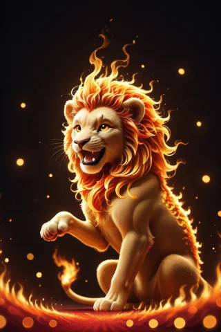 A Cute Lion Wearing A Wide Suit. Center Position, Busy Backg... — Stable Diffusion AI Prompt: A cute lion wearing a wide suit. Center position, busy background, lots of objec...