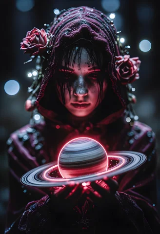 Highly Detailed, Professional Design, Hauntingly Eerie. Rose... — Stable Diffusion AI Prompt: Highly detailed, professional design, hauntingly eerie. Rose enigma, wearing red...