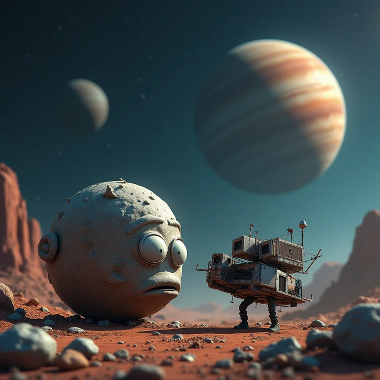 Create A Picture Of A Used Car Lot For Discarded Space Junk,...
