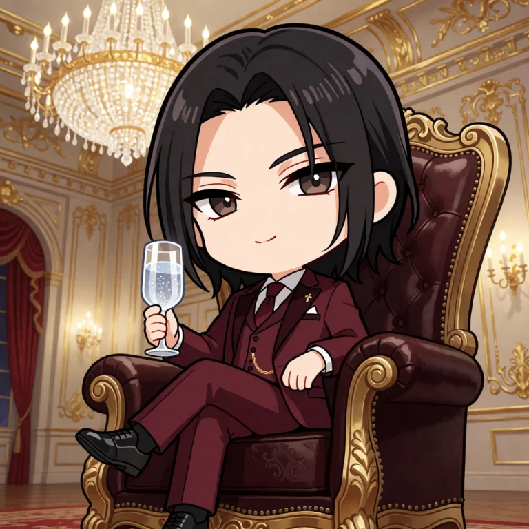 Highres, Absurdres, Chibi, A Chibi Man With Sleek, Shoulder-...