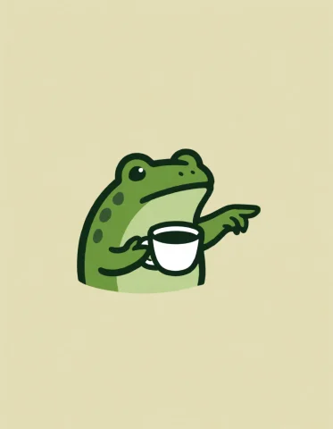 Logo Of A Frog Pointing Holding A Cup Of Tea , Simple Design... — Stable Diffusion AI Prompt: logo of a frog pointing holding a cup of tea , simple design, cozy design