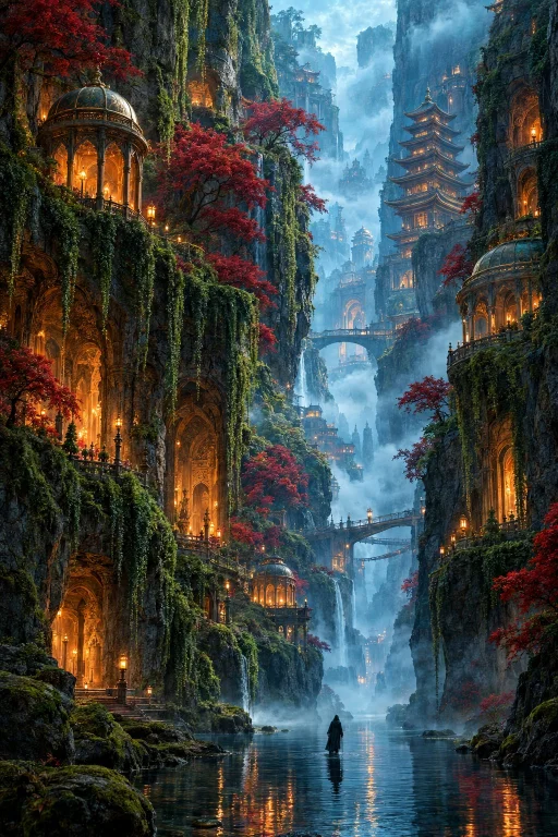 A Breathtaking Fantasy Concept Art Of An Ancient, Mystical C...