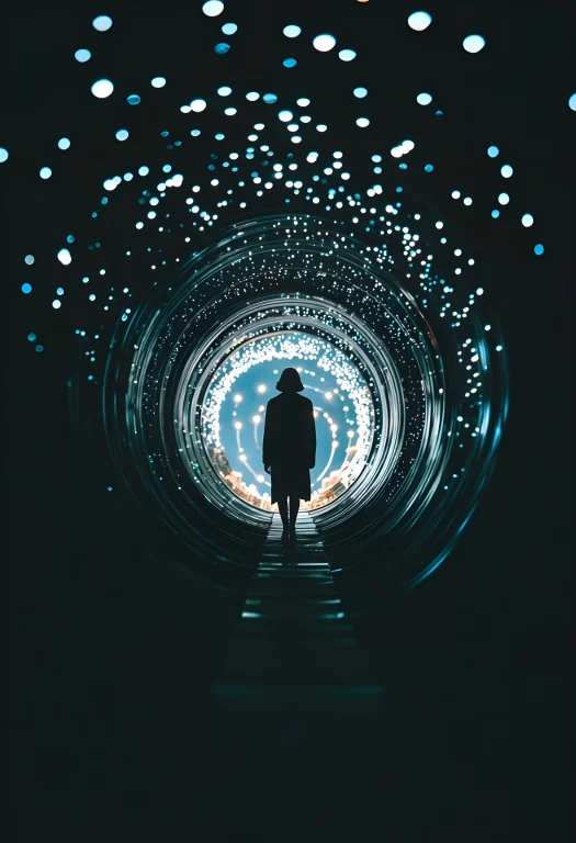 A Stylistic Photo Of A Figure Walking Through A Tunnel. The...