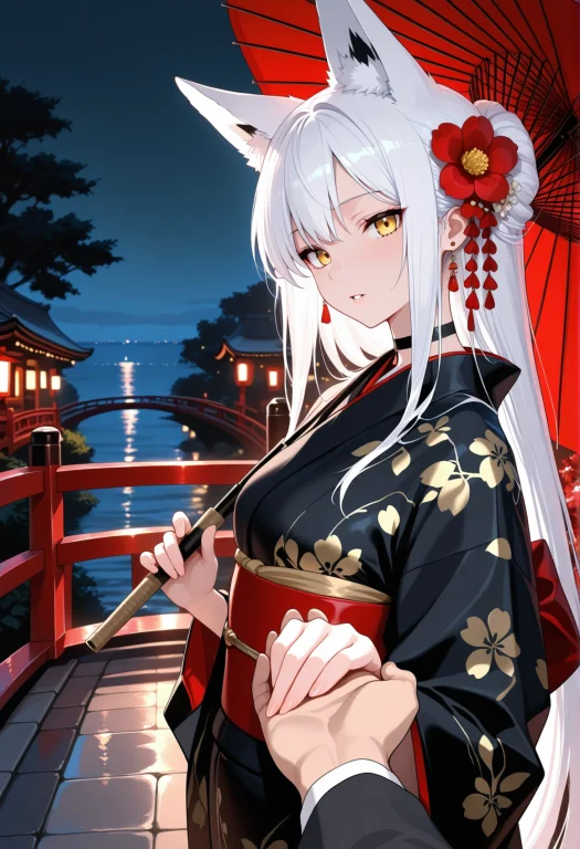 1girl, Japanese Clothes, Solo, Ocean, Kimono, Long Hair, Yel...