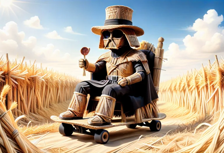 A Detailed Darthvader With A Skin Made Of Dried Straw Textur...