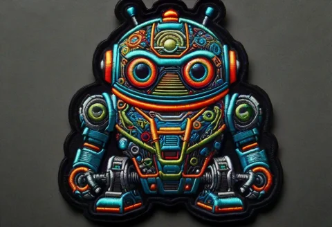 Giant Robot,ral-embroideredpatch,high Quality, Masterpiece,... — SDXL AI Prompt: Giant robot,ral-embroideredpatch,high quality, masterpiece, wires, glowing eyes,