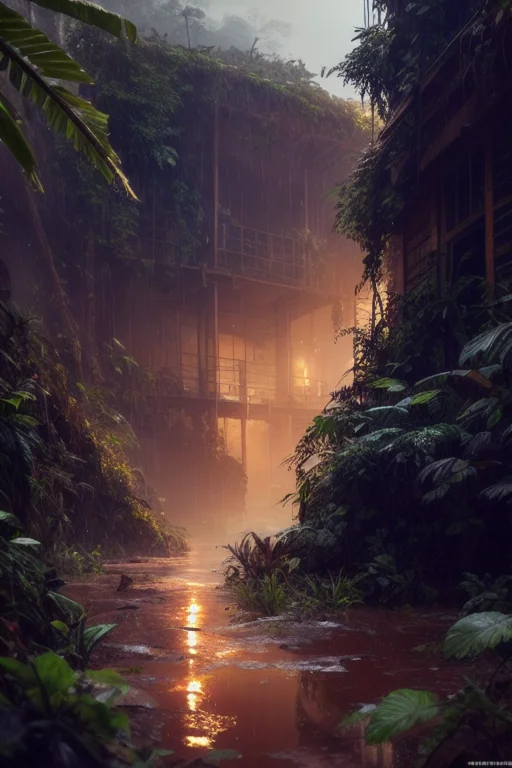 Futuristic Tank In Jungle, Close Up Detailed, Muddy Floor, R...