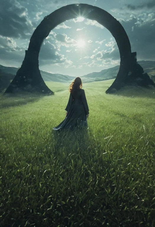 Color-grain Summer Scene Of A Woman With Billowing Long Hair...