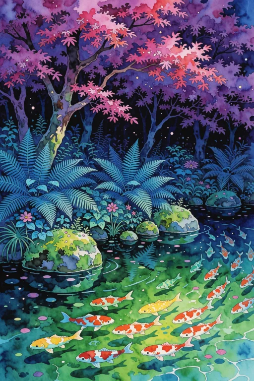 An Anime Style Image With Bleeding Watercolor Paint Colors A...