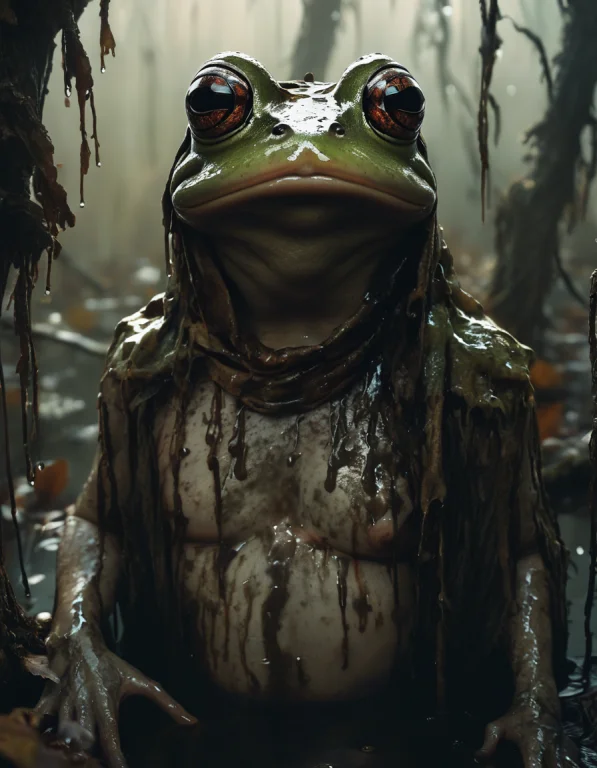 A Face Wild, With Rooted Eyes And Blindfolded Features. Thei...