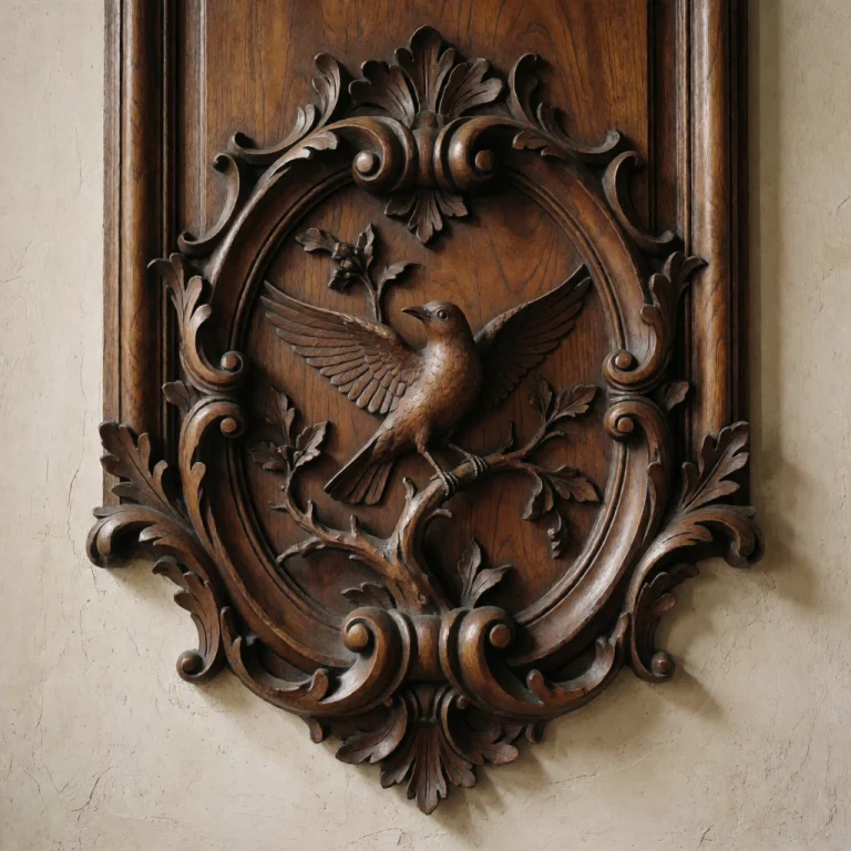 Detailed Bas-relief Wood Carving, Baroque Sculptural Art, Ex...