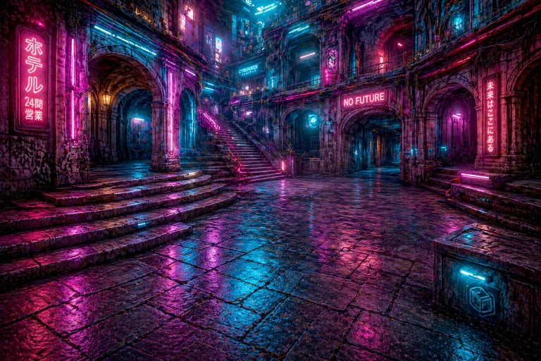 Hcc, Hidden Cyberpunk Courtyard, A Concealed Cyberpunk Court...
