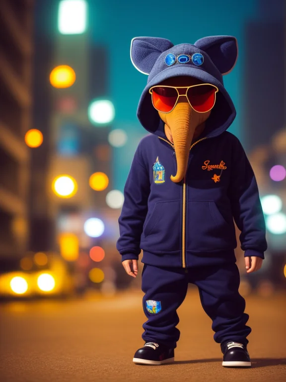 A Tiny Gangsta Elephant, Sun Glasses, Anthropomorphic Wearin...