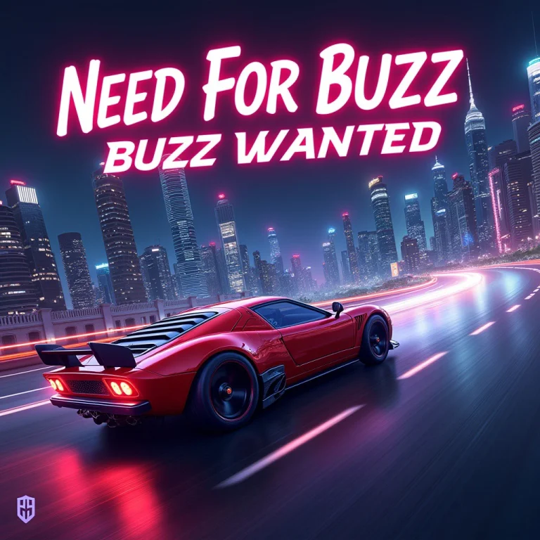Car Racing Game Cover Art In A Neon City With The Title Need...