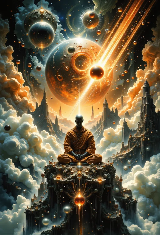 A Surreal, Dreamlike Scene Set High Above A Dense Cloud Cove...