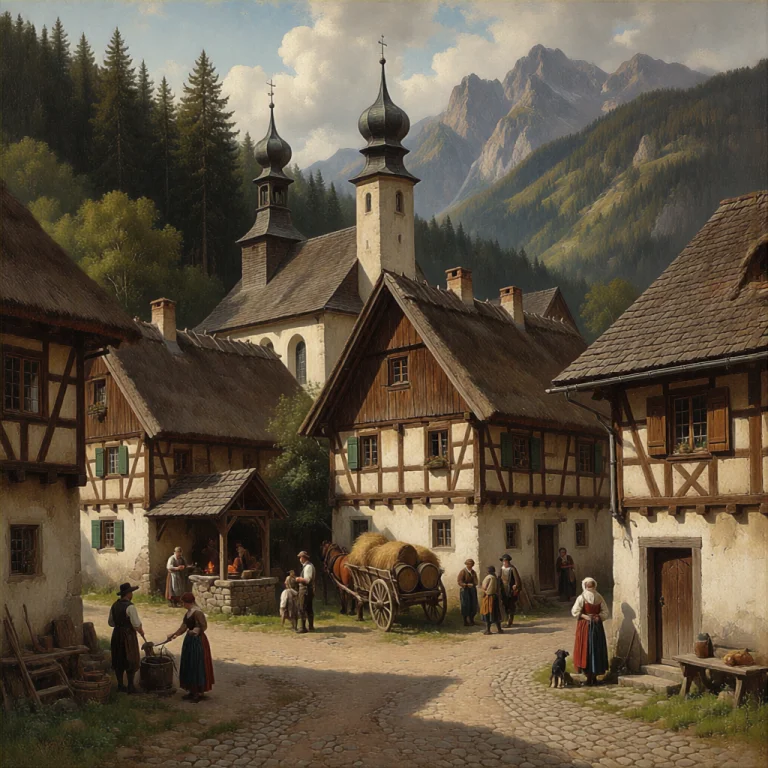 A Detailed 17th-century Style Oil Painting Of A Peaceful Bav...