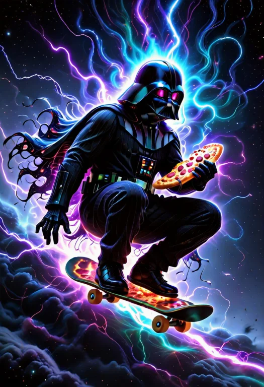 A Darth Vader Enveloped In Bioluminescent Energy, Sitting On...