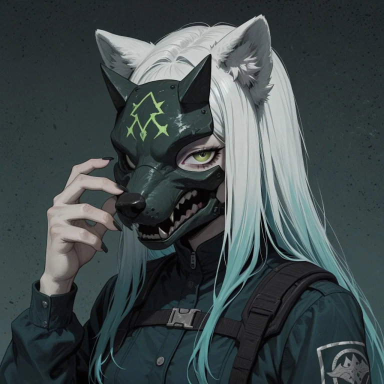 Furry Arctic Fox Female All Hair Pale Azure Hair White Green...
