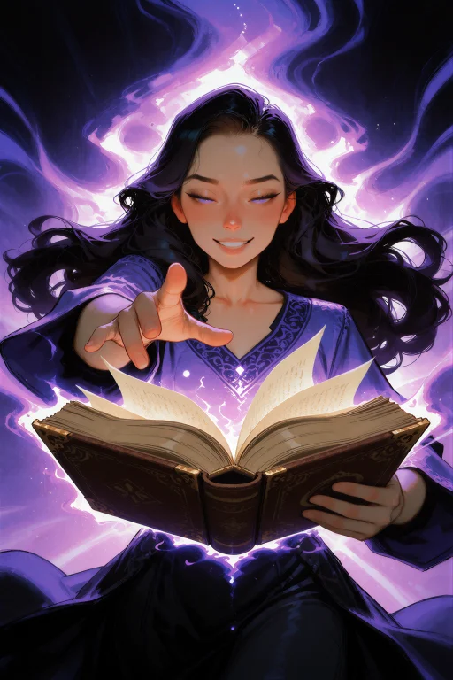 Digital Illustration, A Sorceress Woman With Long Dark Hair...