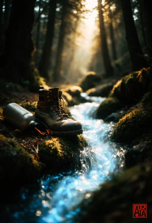 Analog 35mm Color-film Photograph Of A Stylized Forest Creek...