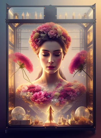 Knollingcase1.2, Symmetry1.1 Floral1.05 Woman As A Beautiful... — Stable Diffusion AI Prompt: (knollingcase:1.2), (symmetry:1.1) (floral:1.05) woman as a beautiful goddess, p...