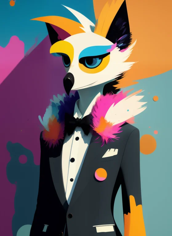 Anthro Furry Humanoid Flamingo, Three Piece Suit, Checking W...